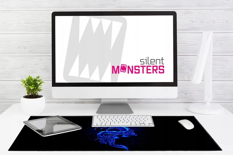 SILENT MONSTERS Muismat XXL 900x400mm Blauwe Draak Gaming — foto 8