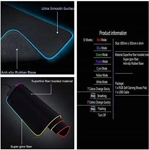 QINXI Professionele LED Muismat Toetsenbord RGB XL — foto 5