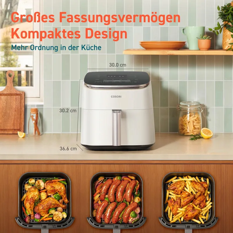 COSORI Turboblaze Airfryer 9-in-1 XXL 6L Stil Energiezuinig Wit — foto 7