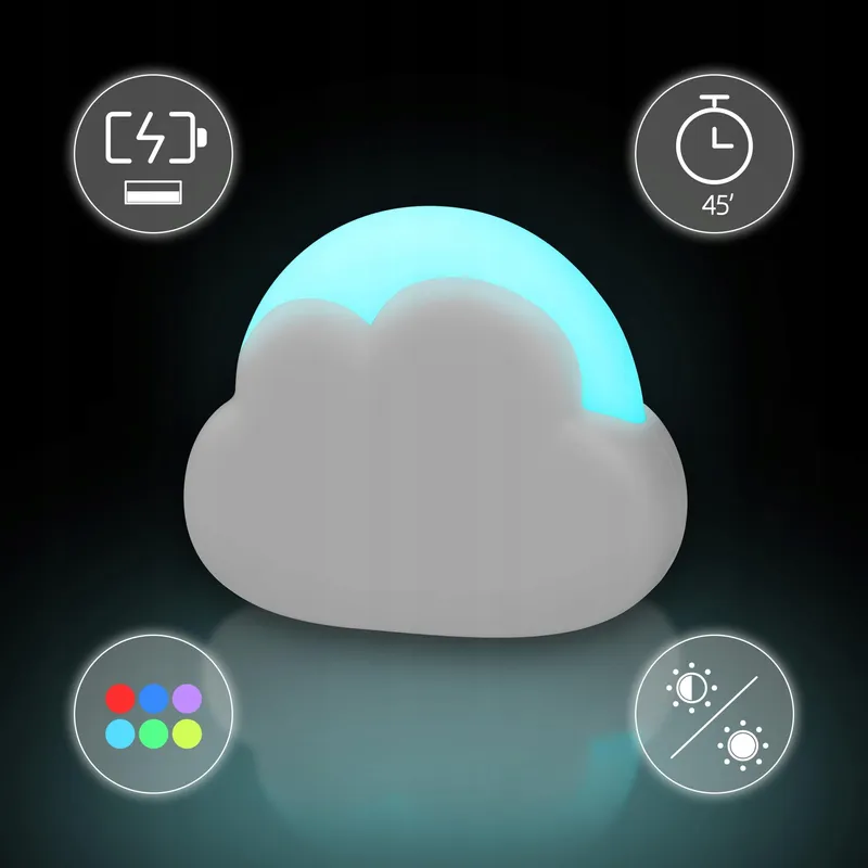 ANNMORE Wolk LED Nachtlampje Kinderen Kleurwissel Timer Draagbaar — foto 4