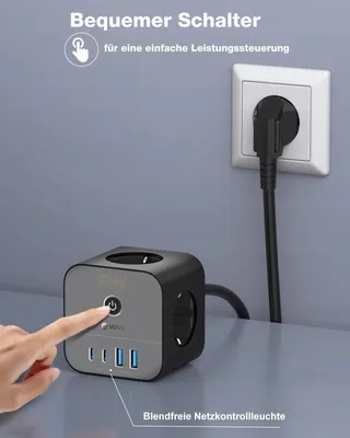 VEFVE USB-C Lader 70W Stekkerdoos 7-in-1 3m Snelladen — miniatuur 4