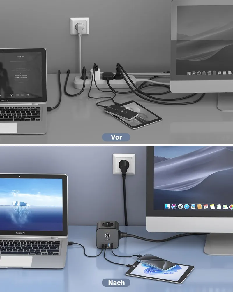 VEFVE USB-C Lader 70W Stekkerdoos 7-in-1 3m Snelladen — foto 5