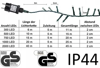 GRESONIC Kerstverlichting Lichtjes 1000 LED 20m — miniatuur 2
