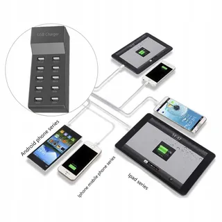 SCCVEE USB Oplader 10 Poorten iPhone Android iPad — miniatuur 5