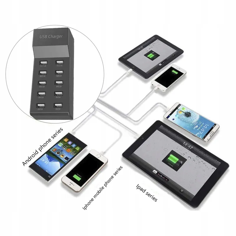 SCCVEE USB Oplader 10 Poorten iPhone Android iPad — foto 5