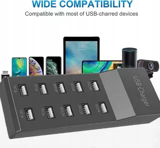 SCCVEE USB Oplader 10 Poorten iPhone Android iPad — miniatuur 4