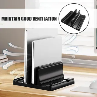 MEMOFYND Verticale Laptopstandaard Verstelbaar Draagbaar Zwart — miniatuur 4