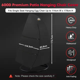 ZETTUM Hoes Hangstoel 114x84x173cm Waterdicht 600D Oxford — miniatuur 2
