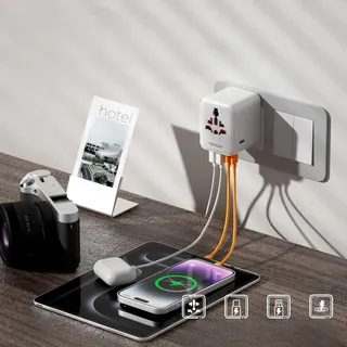 TESSAN USB-C Reisadapter 2500W Universeel VS UK Japan Australië — miniatuur 2