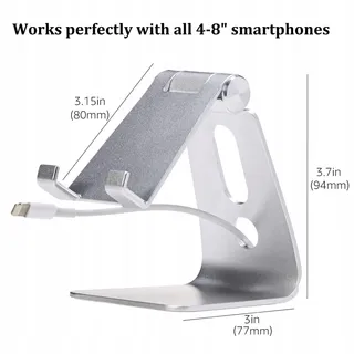 Basics Verstelbare Telefoonstandaard iPhone Android Zilver — miniatuur 6