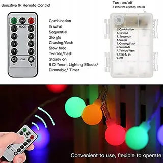 Globe Lichtketting Waterdicht 60 LED 7M Kerstverlichting — miniatuur 7