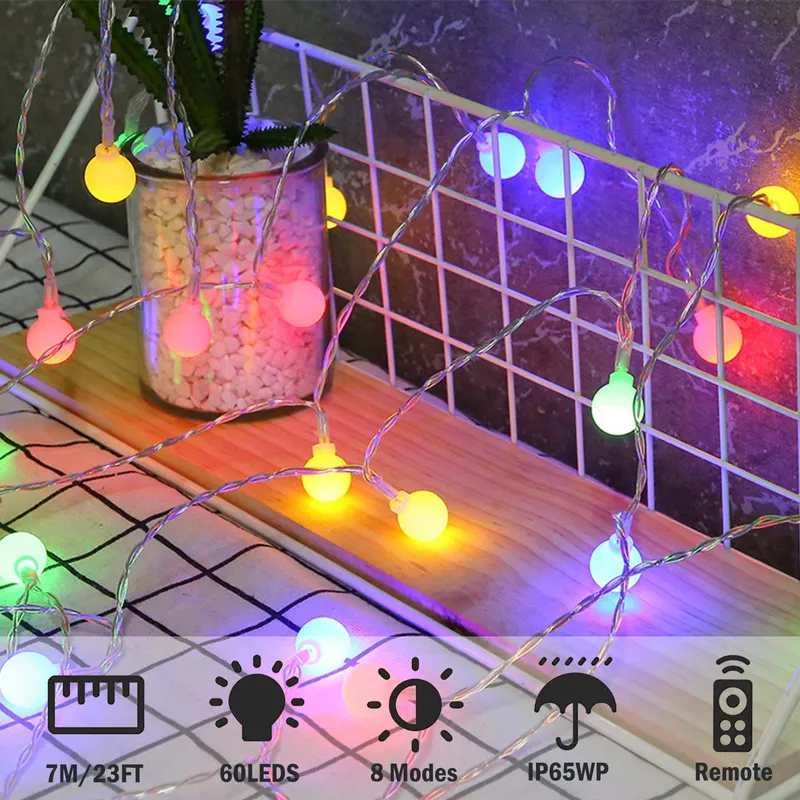 Globe Lichtketting Waterdicht 60 LED 7M Kerstverlichting — foto 3