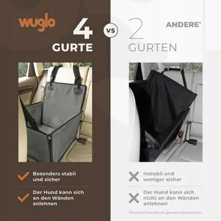 WUGLO Waterdichte Autostoel Hond Verstelbaar Grijs S — miniatuur 3