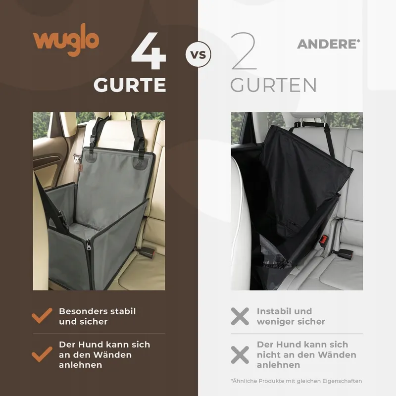 WUGLO Waterdichte Autostoel Hond Verstelbaar Grijs S — foto 3