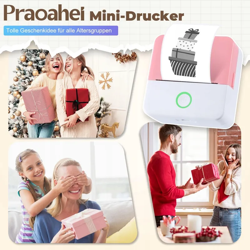 PRAOAHEI Mini Thermische Printer Bluetooth Foto's Notities Roze β foto 9