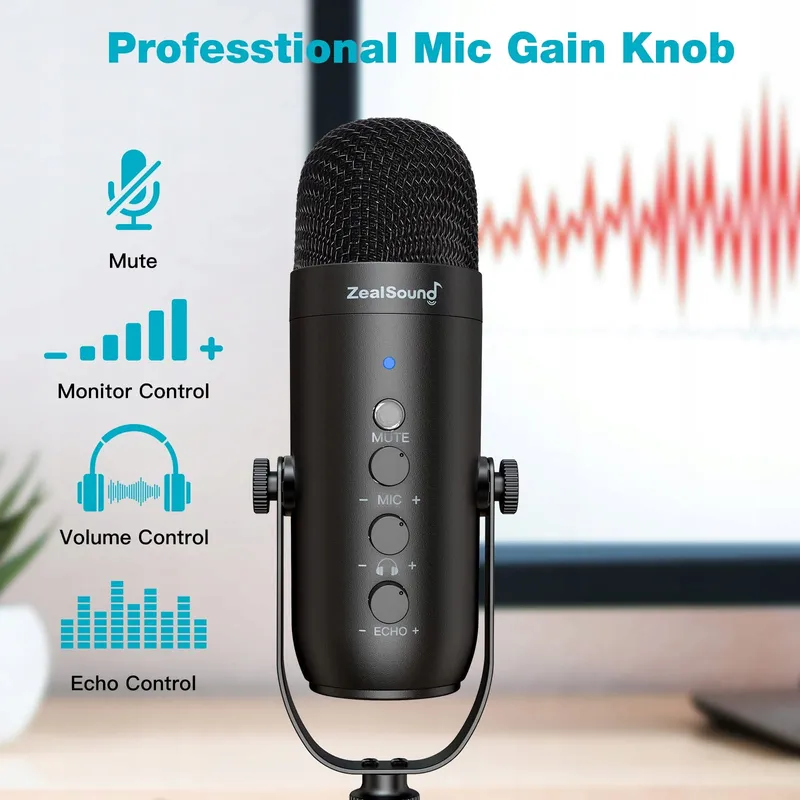 ZEALSOUND K66 USB Microfoon Gaming iPhone PC PS5 Mac — foto 4