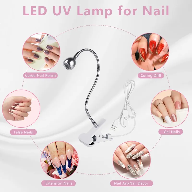 LOPHE Mini UV LED Nagellamp Flexibel met Clip Zilver — foto 7