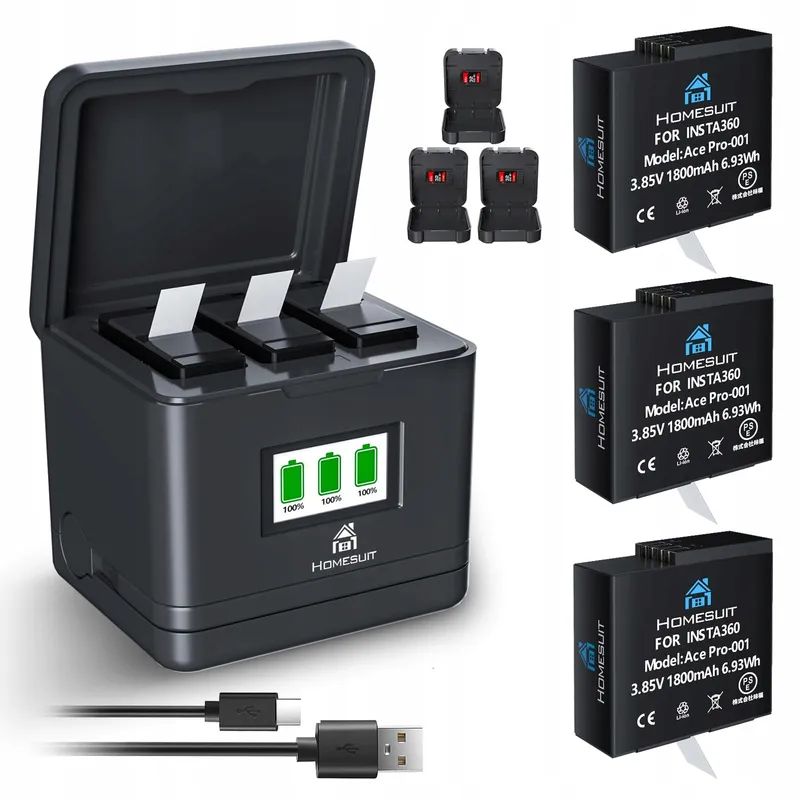 HOMESUIT LCD Lader Kit 1800mAh Batterij Voor Insta360 Ace Pro — foto 1
