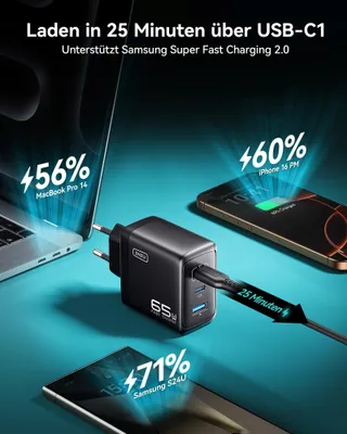 INIU 65W USB C Oplader met Kabel Snelladen iPhone iPad Samsung — miniatuur 3