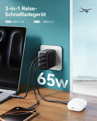 INIU 65W USB C Oplader met Kabel Snelladen iPhone iPad Samsung — miniatuur 2