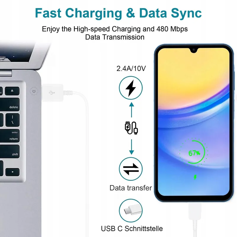 Sanronang USB C Oplaadkabel Snelladen 15M Galaxy A S M — foto 3
