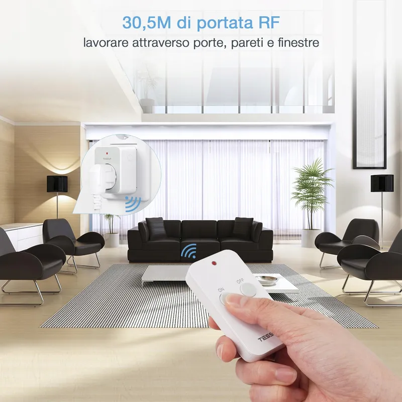 TESSAN Stopcontact Met Afstandsbediening 30m 3600W Magnetisch — foto 3