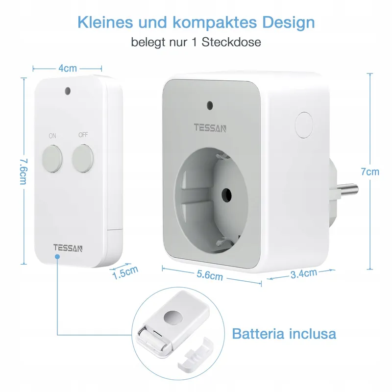 TESSAN Stopcontact Met Afstandsbediening 30m 3600W Magnetisch — foto 8