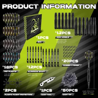 MAGERABBIT Plastic Darts Set 12 Stuks 16 Flights 50 Tips — miniatuur 2