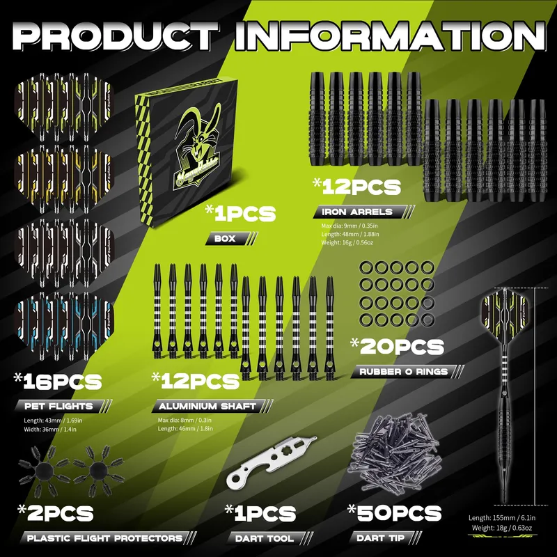 MAGERABBIT Plastic Darts Set 12 Stuks 16 Flights 50 Tips — foto 2