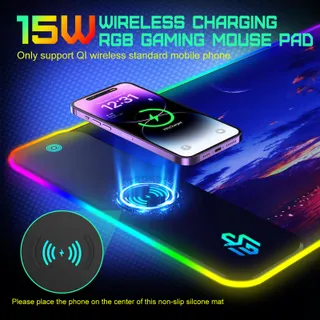 GIM RGB Gaming Muismat LED Waterdicht Qi 15W — miniatuur 2