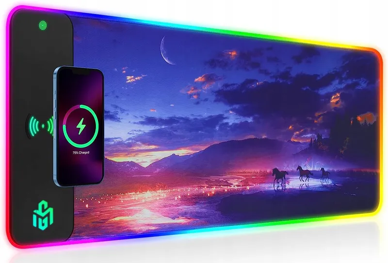 GIM RGB Gaming Muismat LED Waterdicht Qi 15W — foto 1