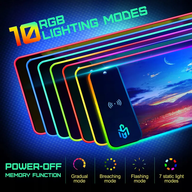 GIM RGB Gaming Muismat LED Waterdicht Qi 15W — foto 3