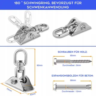 AWR OUTDOOR Draaihaak 360 450KG Roestvrij Staal Schommel Yoga — miniatuur 3