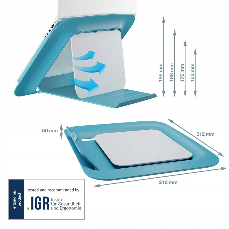 LEITZ Ergo Cosy Verstelbare Laptopstandaard 13-15 Inch Blauw — foto 5