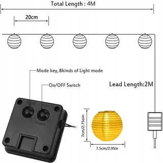 LEZONIC Waterdichte Solar Lichtketting Tuin 20 LED 6M — miniatuur 6