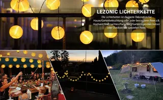 LEZONIC Waterdichte Solar Lichtketting Tuin 20 LED 6M — miniatuur 10