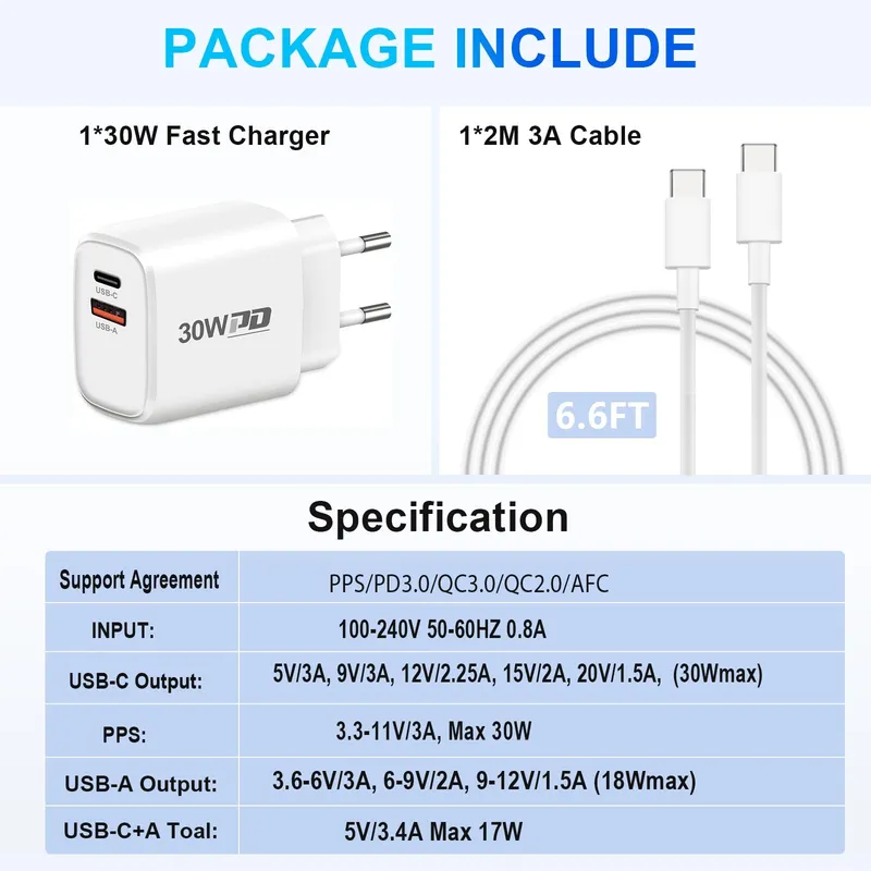 GCSTNN USB C Lader 30W 2 Poorten Snelladen Voor Google iPhone — foto 7