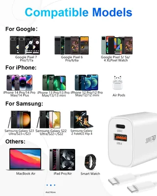 GCSTNN USB C Lader 30W 2 Poorten Snelladen Voor Google iPhone — miniatuur 6