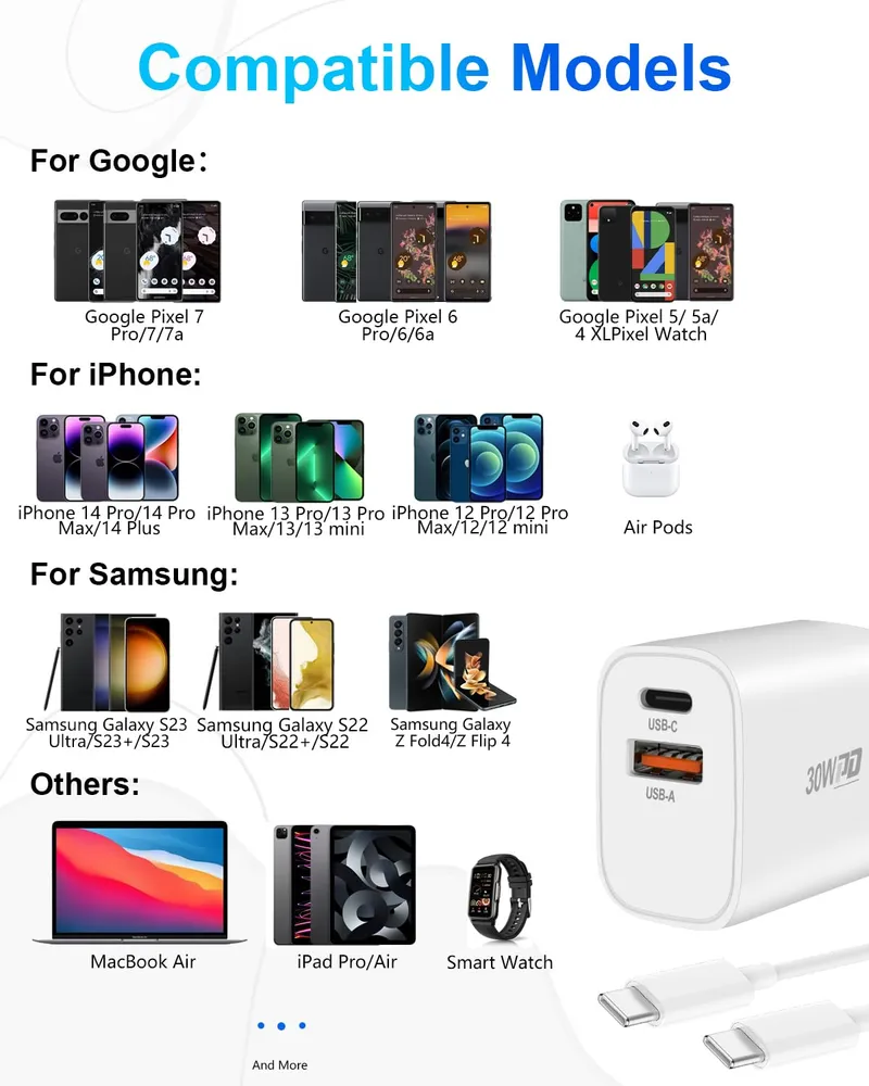 GCSTNN USB C Lader 30W 2 Poorten Snelladen Voor Google iPhone — foto 6