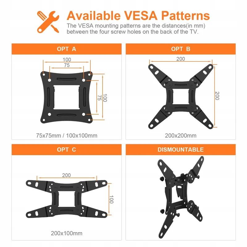 GRIFEMA TV Beugel 13-43 Inch 360 Verstelbaar tot 20kg VESA 200x200 — foto 2