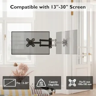BONTEC Muurbeugel Monitor TV 13-30 Inch VESA 75x75 100x100 — miniatuur 5