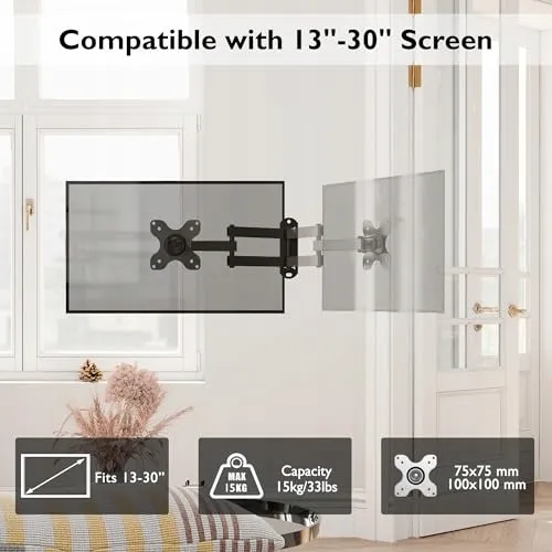 BONTEC Muurbeugel Monitor TV 13-30 Inch VESA 75x75 100x100 — foto 5