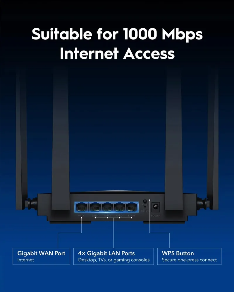 CUDY BE3600 WiFi 7 Gigabit Router Dualband MU-MIMO VPN Cloud App — foto 3