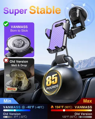 VANMASS Paarse Autohouder 4-in-1 iPhone Android — miniatuur 4