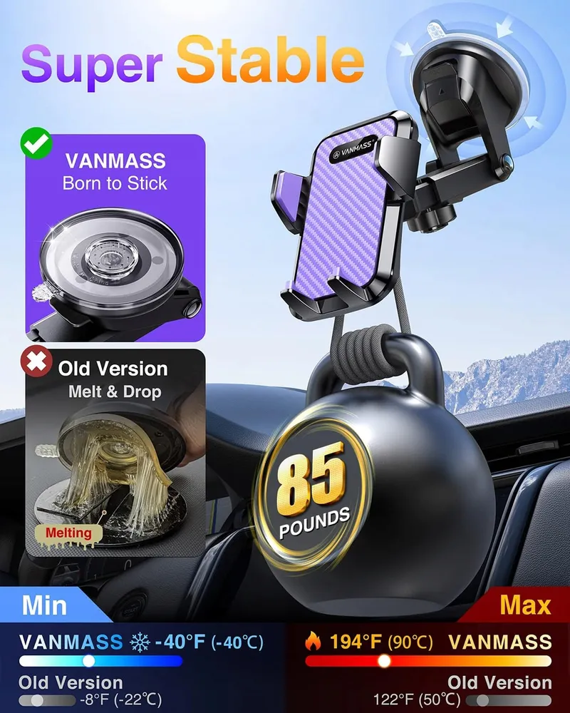 VANMASS Paarse Autohouder 4-in-1 iPhone Android — foto 4