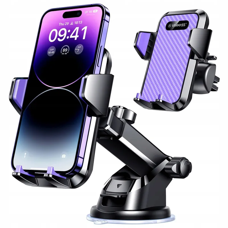 VANMASS Paarse Autohouder 4-in-1 iPhone Android — foto 1