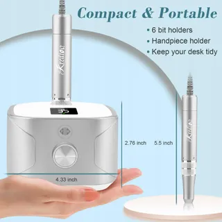 KREDIOO Nagelfrees 35000rpm Set LED 11 Opzetstukken Zilver — miniatuur 7