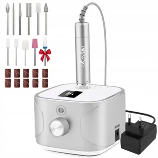 KREDIOO Nagelfrees 35000rpm Set LED 11 Opzetstukken Zilver — miniatuur 1