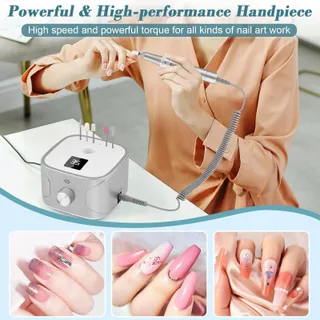 KREDIOO Nagelfrees 35000rpm Set LED 11 Opzetstukken Zilver — miniatuur 3