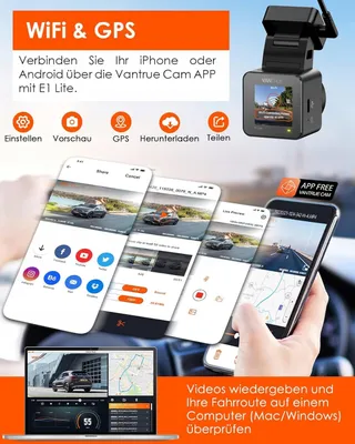 VANTRUE E1 Lite Mini Dashcam WiFi 1080P HDR GPS Nachtzicht — miniatuur 4